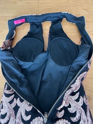 Vestido corto fiesta lentejuelas negro dorado