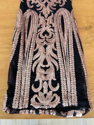 Vestido corto fiesta lentejuelas negro dorado