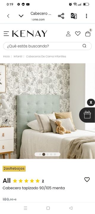 Cabecero tapizado Kenay menta