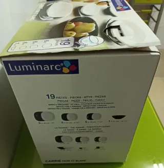 Vajilla Luminarc Carine Noir et Blanc 38 piezas