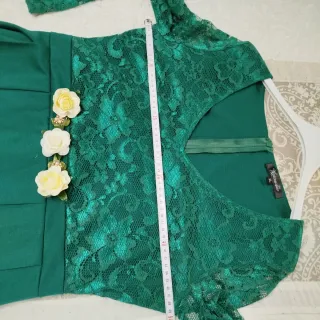Vestido  verde volantes XL,más talla 44,
