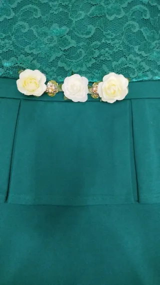 Vestido  verde volantes XL,más talla 44,
