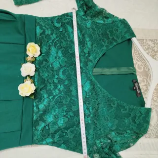 Vestido  verde volantes XL,más talla 44,