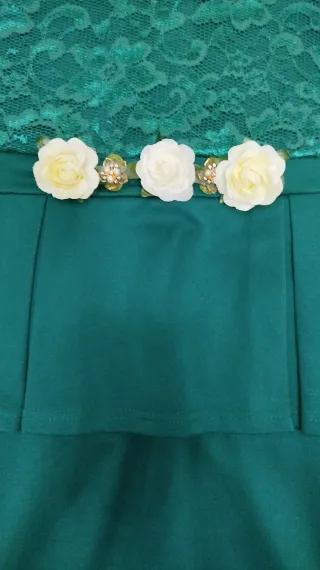 Vestido  verde volantes XL,más talla 44,