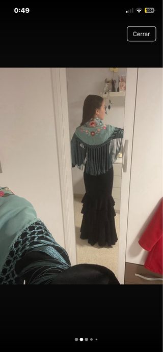 Vestido Flamenco Negro y Turquesa