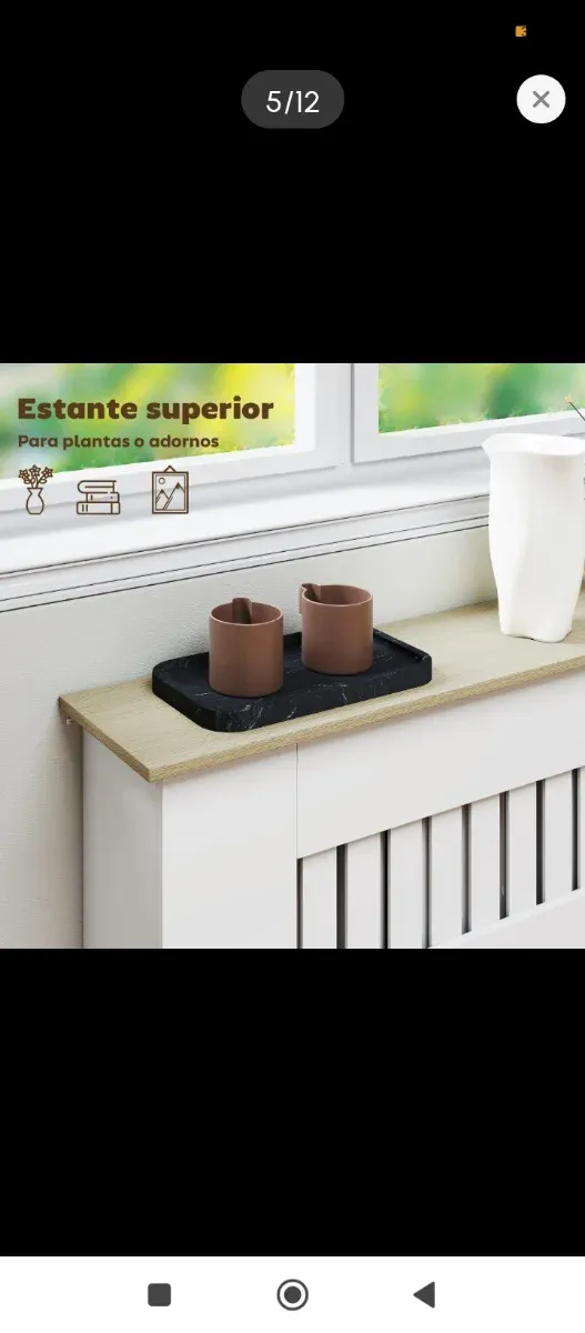 Mueble cubre radiador blanco y madera