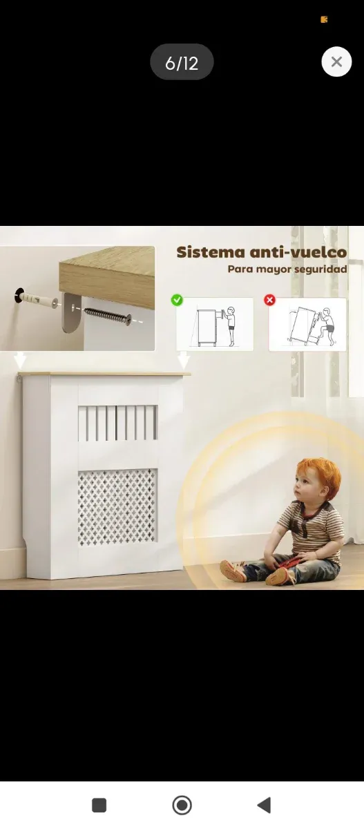 Mueble cubre radiador blanco y madera