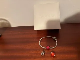 Pendientes, collar, pulseras. Plata de ley.