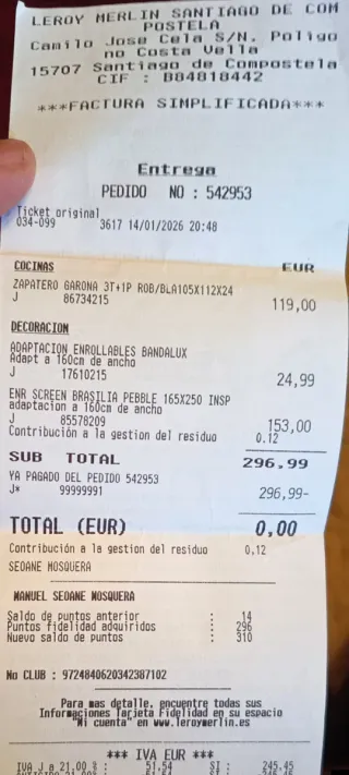 Estor enrrollable PVC Leroy Merlín Brasilia.