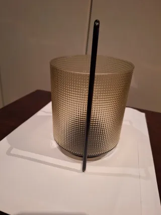 Farol de cristal y metal dorado