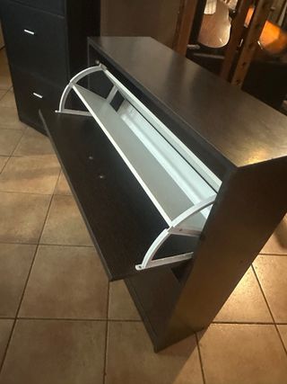 Zapatero marrón 2 estantes madera