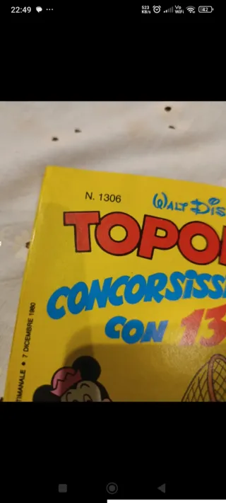 Fumetto Topolino vintage del 1980 numero 1306