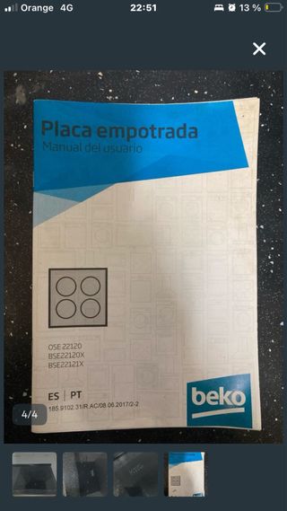 Placa vitrocerámica Beko empotrable
