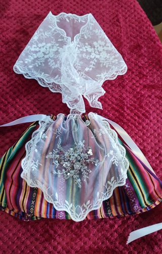 Mini traje de huertana blanco y multicolor