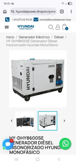 Generador hyundai dhy8600se diésel.