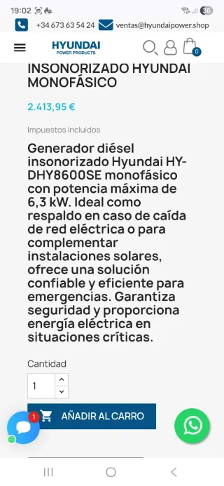 Generador hyundai dhy8600se diésel.