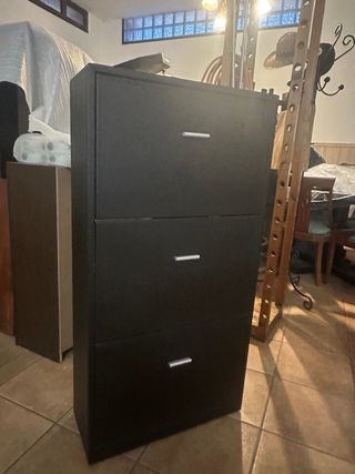 Zapatero polipiel marrón oscuro 3 estantes