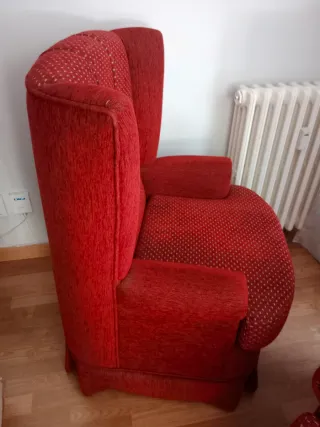 2 Sillones Orejeros Tela Roja Casi Nuevos
