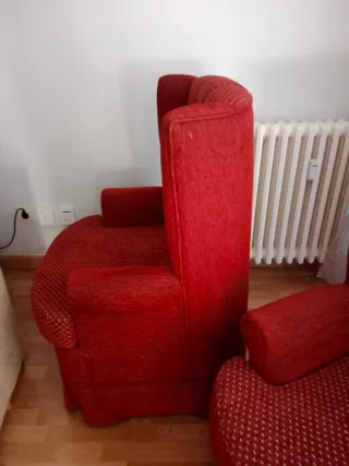 2 Sillones Orejeros Tela Roja Casi Nuevos