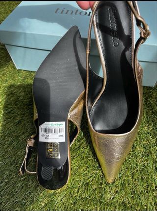 Zapatos Tacon Tintoretto Talla 35 Dorados