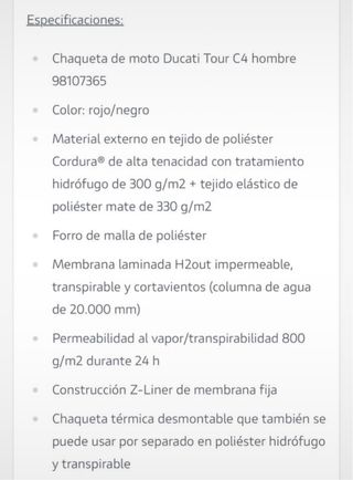 Chaqueta Moto original Ducati by Spidi Tour C4