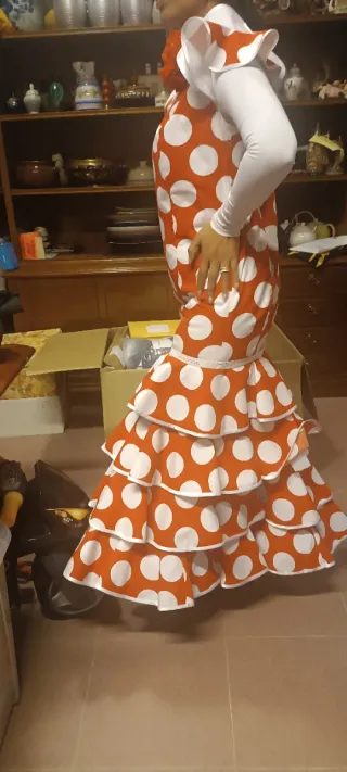 Vestido Flamenca Lunares Rojo y Blanco