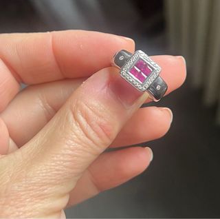 Anillo Oro Blanco 18k Rubíes y Diamantes