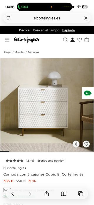 Cómoda Cubic El Corte Inglés 3 cajones