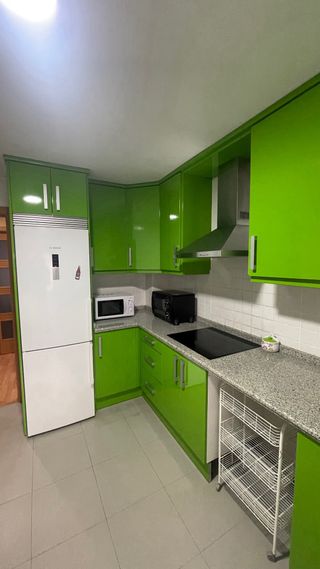 Muebles de cocina verdes y grises