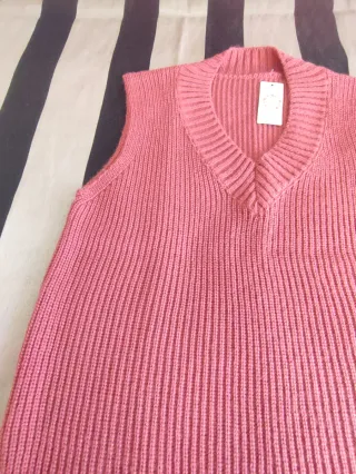 Chaleco coral de punto mujer Talla Única