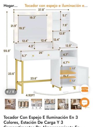 Tocador con espejo e iluminación LED