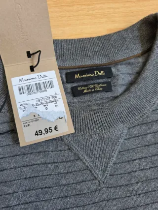 Jersey Massimo Dutti Gris Talla L Cashmere Seda