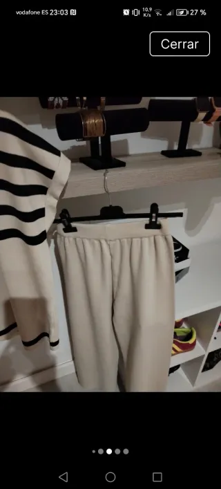 Conjunto punto beige y negro talla única