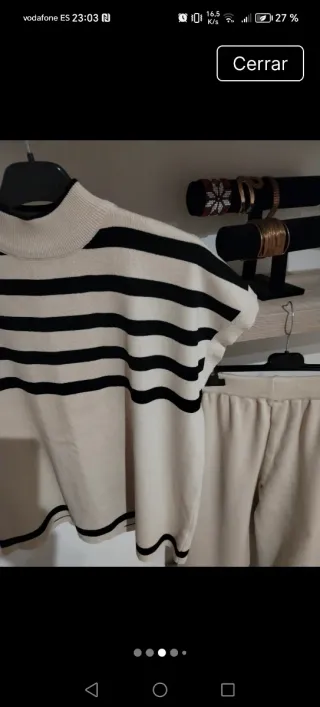 Conjunto punto beige y negro talla única