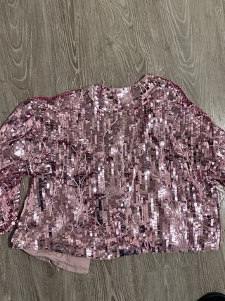 Chaqueta blazer ASOS lentejuelas rosa talla 40