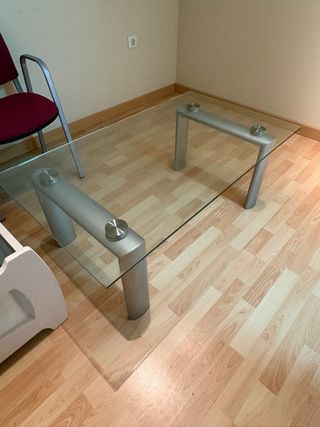 Mesa de centro cristal y metal