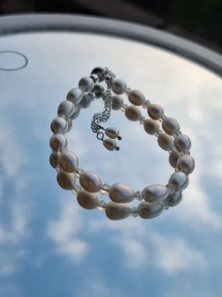 Bracciale Perle Naturali e Quarzo Argento