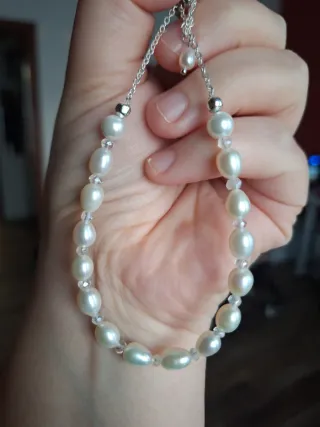 Bracciale Perle Naturali e Quarzo Argento