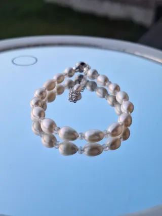 Bracciale Perle Naturali e Quarzo Argento