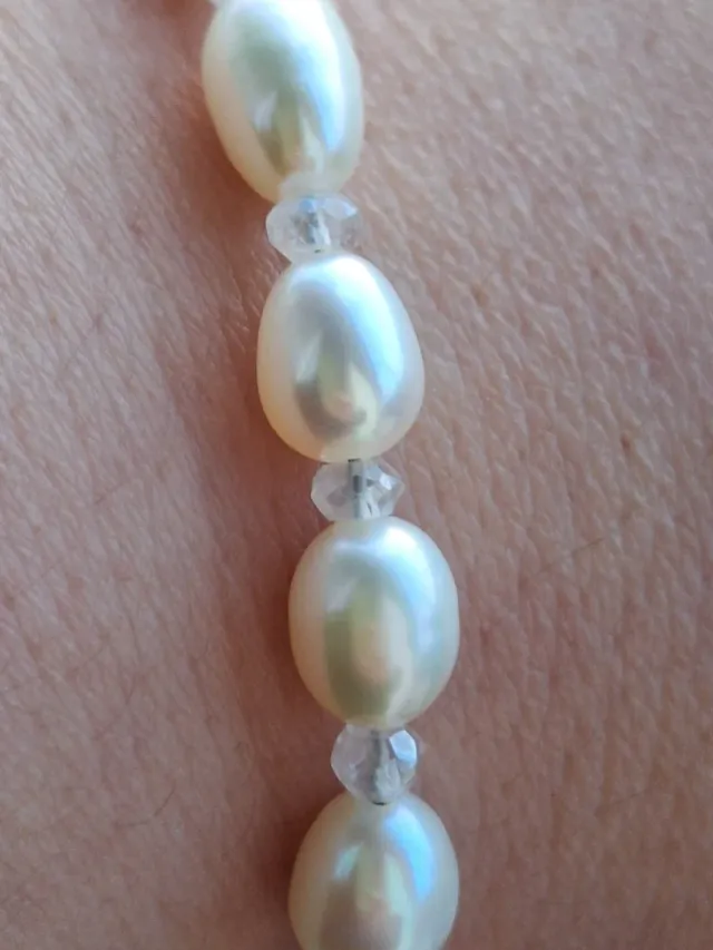 Bracciale Perle Naturali e Quarzo Argento