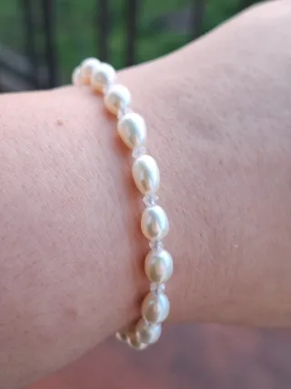 Bracciale Perle Naturali e Quarzo Argento