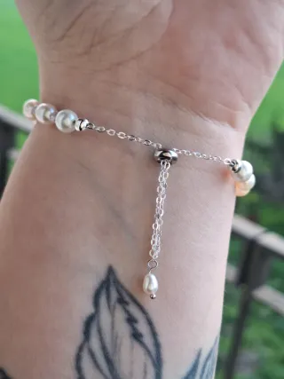 Bracciale Perle Naturali e Quarzo Argento