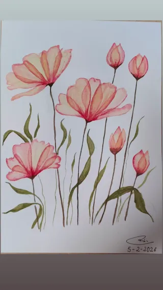 Lámina acuarela flores A4