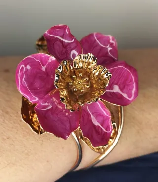 Brazalete Flor Acero Inox Laminado