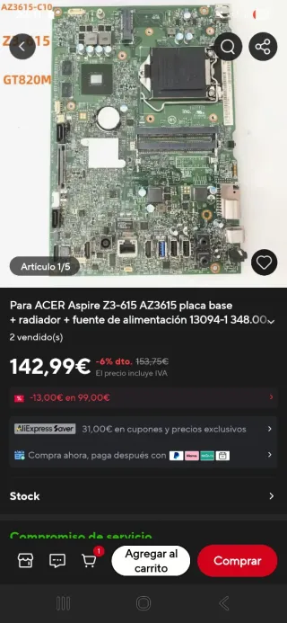 Placa base Acer Aspire Z3-615 (Madrid23 MB).
