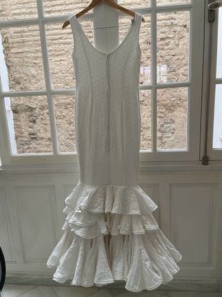 Vestido Flamenca Blanco con Volantes