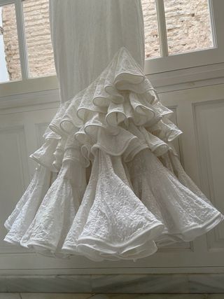 Vestido Flamenca Blanco con Volantes