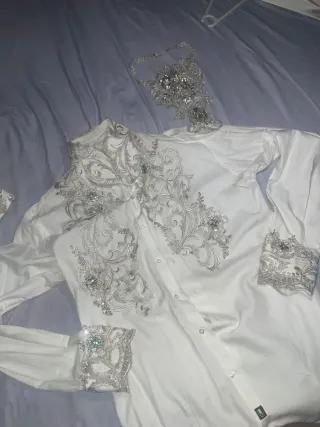 Traje Novio Gitano Blanco y plata