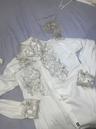 Traje Novio Gitano Blanco y plata