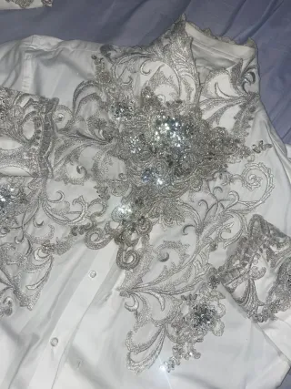 Traje Novio Gitano Blanco y plata